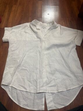 Madewell White Short-Sleeve Linen Polo